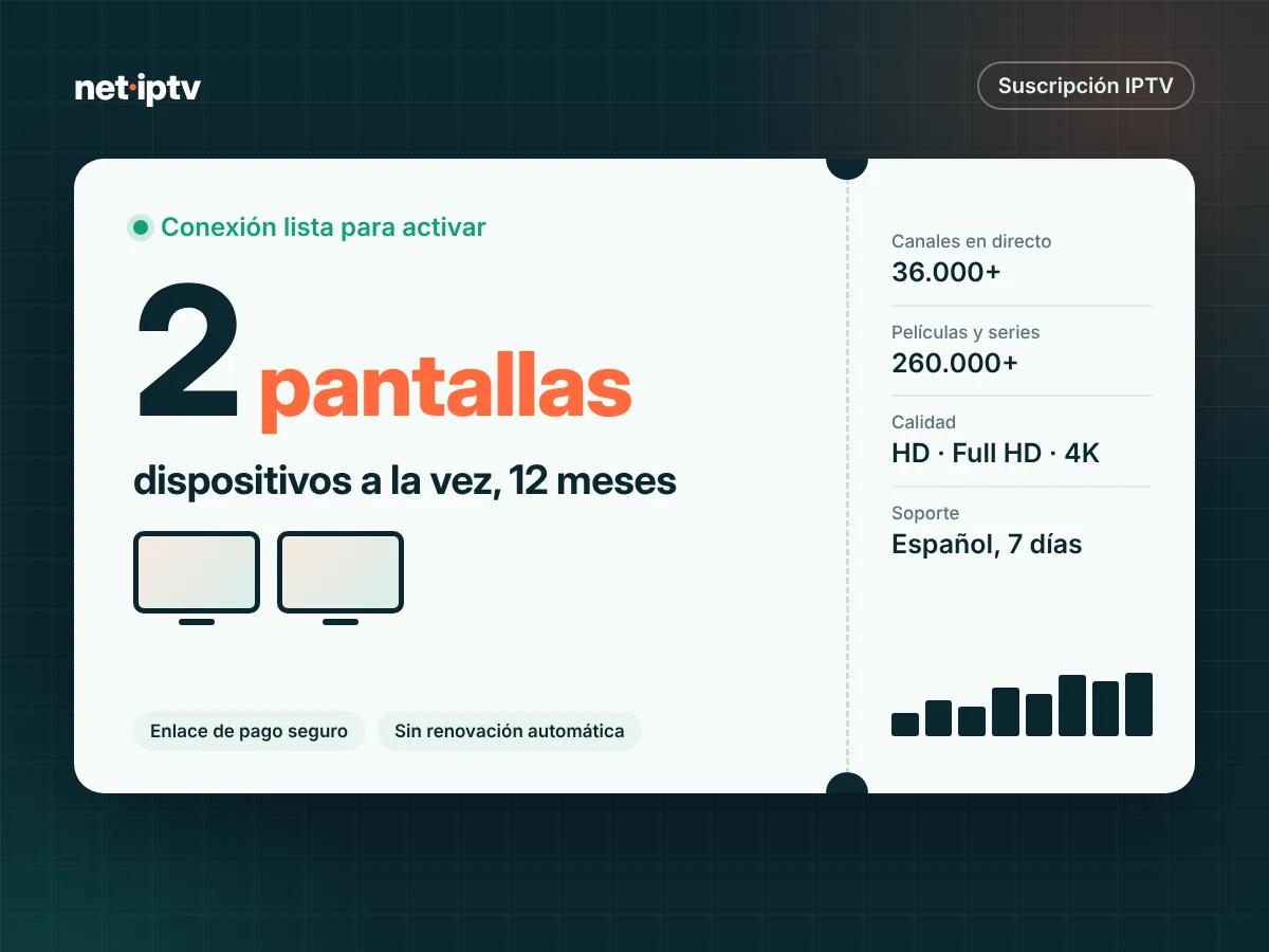 IPTV multipantalla 12 meses – 2 dispositivos – imagen del plan Net IPTV