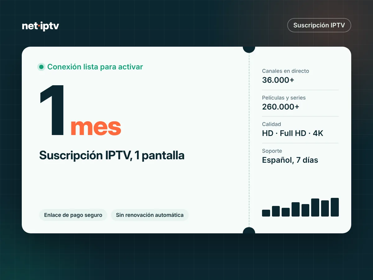 Suscripción IPTV 1 mes – 1 pantalla – imagen del plan Net IPTV