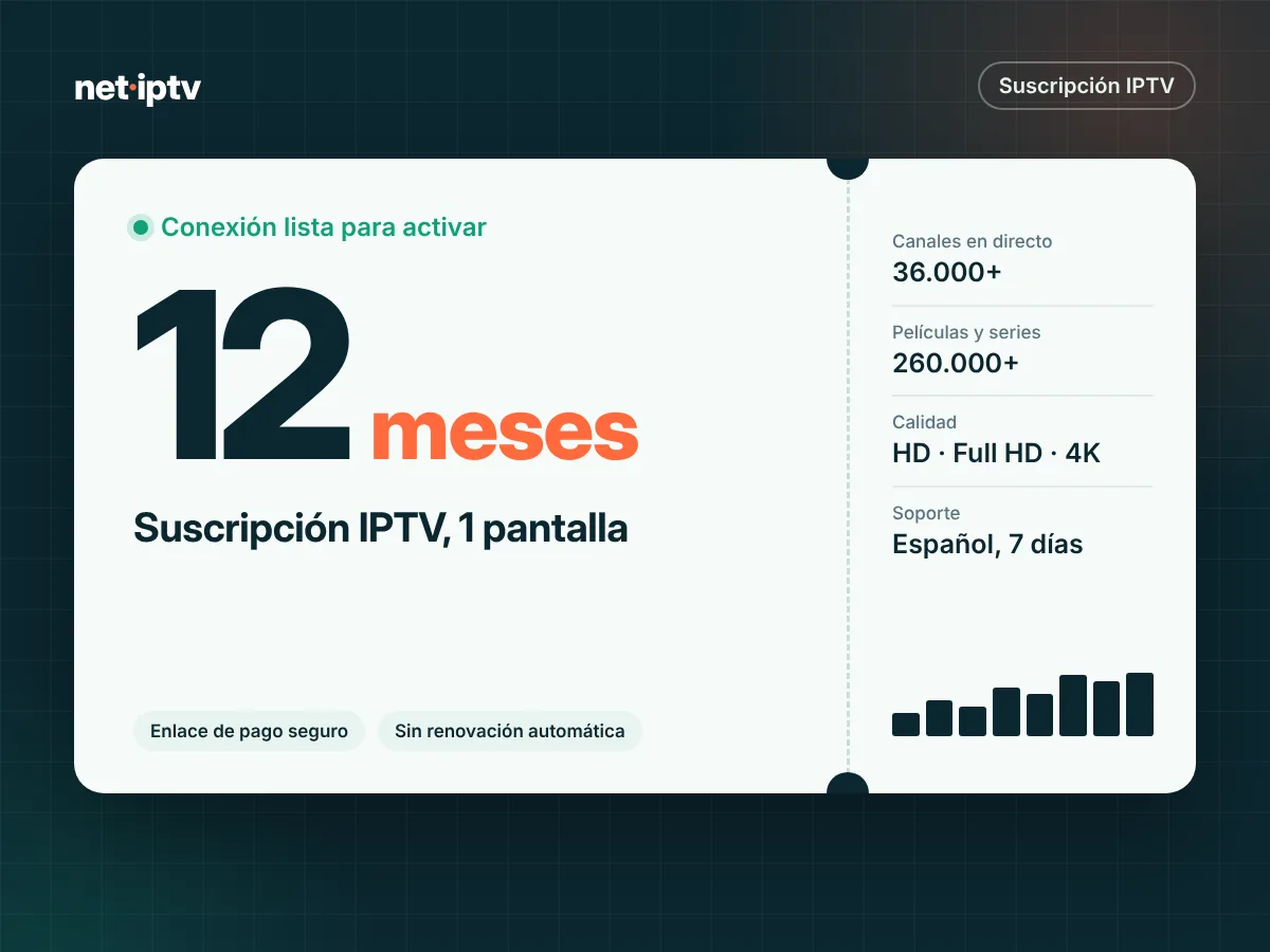 Suscripción IPTV 12 meses – 1 pantalla – imagen del plan Net IPTV