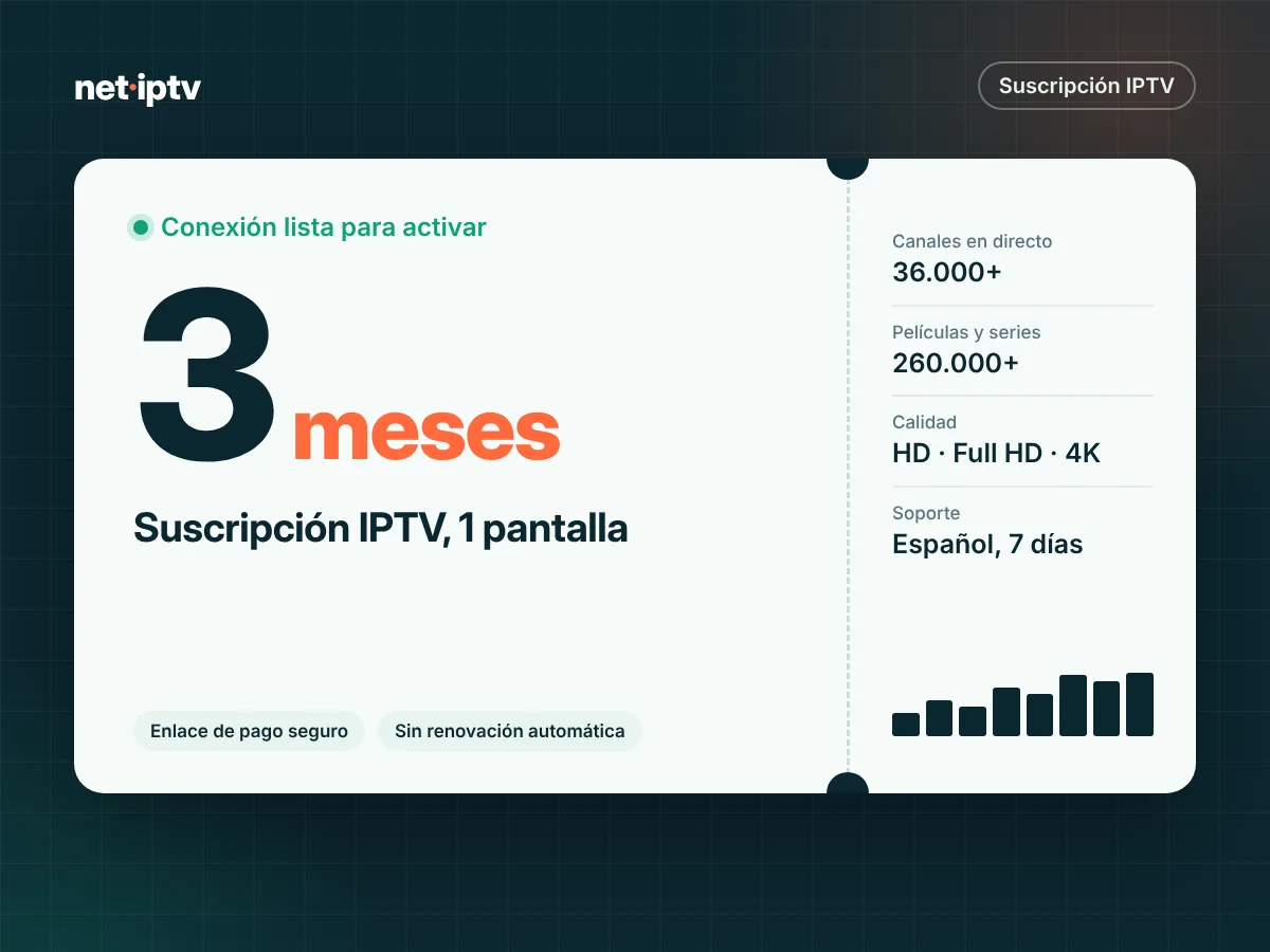 Suscripción IPTV 3 meses – 1 pantalla – imagen del plan Net IPTV