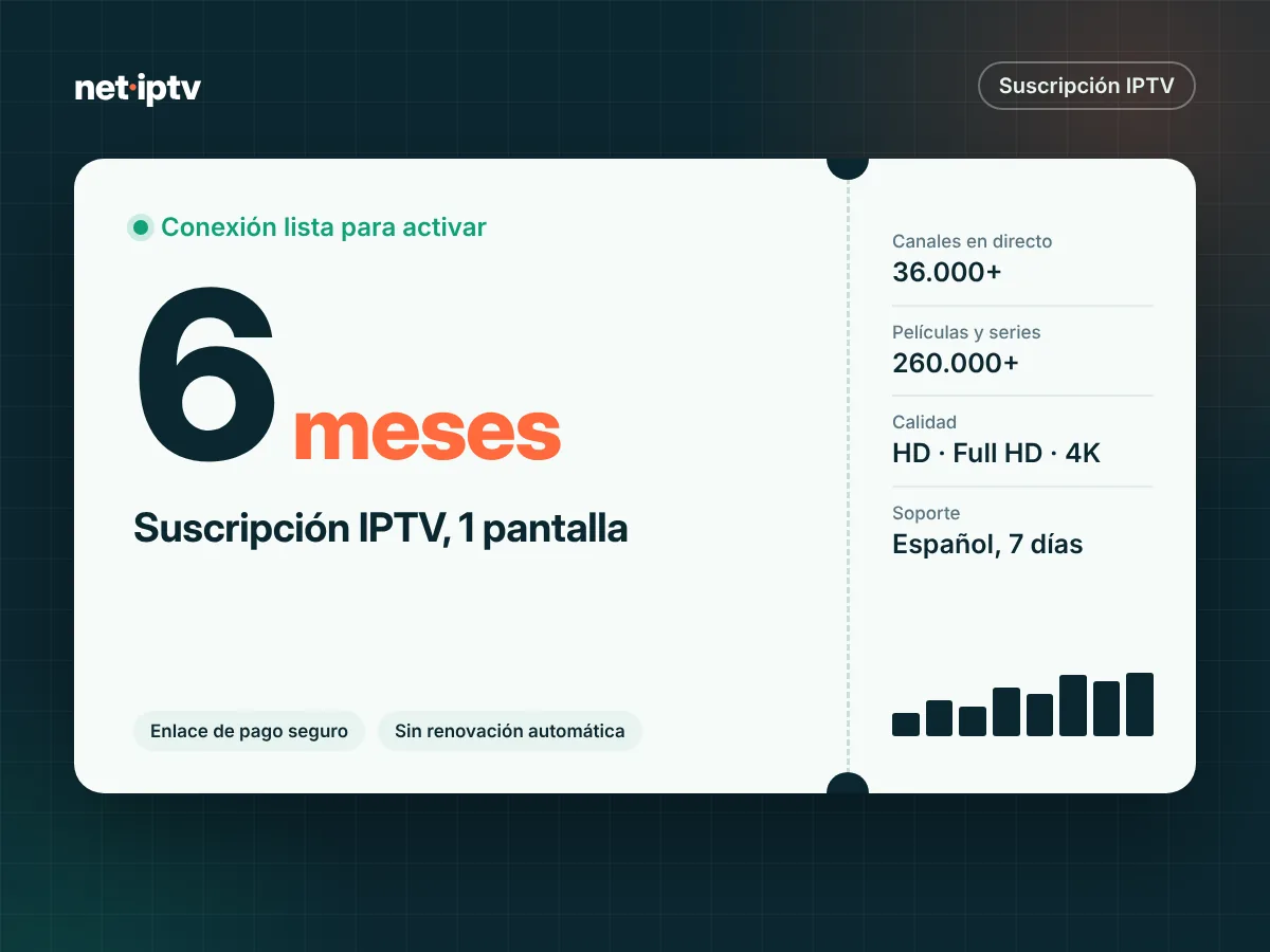 Suscripción IPTV 6 meses – 1 pantalla – imagen del plan Net IPTV